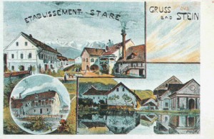 int_27 Posestvo Staretovih v Kamniku; levo spodaj bivša Svetlinova pivovarna, kasneje Staretova kisarna